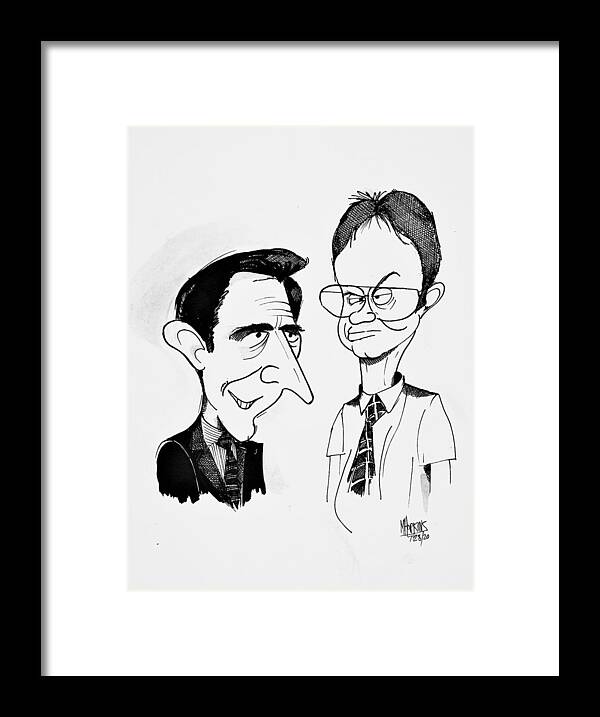 The Office Framed Print featuring the drawing Michael and Dwight by Michael Hopkins