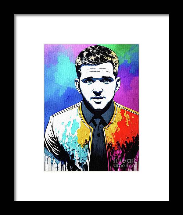 Michael Framed Print featuring the painting Michael Buble, Music Legend by Esoterica Art Agency
