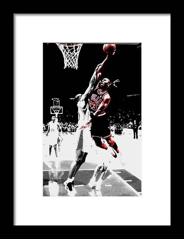 Michael Jordan Framed Print featuring the mixed media Michael Jordan 1e by Brian Reaves