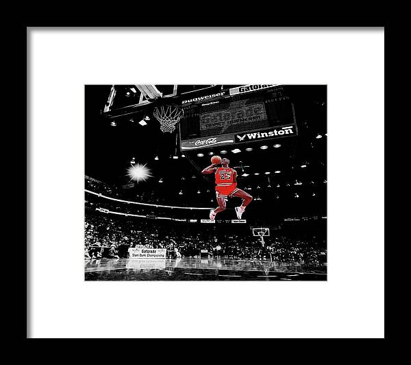 Michael Jordan Framed Print featuring the mixed media Air Jordan by Brian Reaves