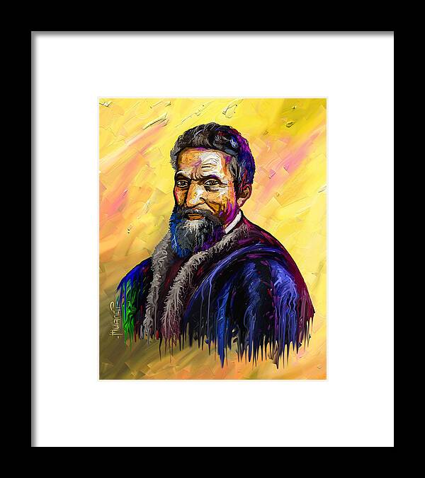 Galileo Galilei Framed Print featuring the painting Michelangelo by Anthony Mwangi