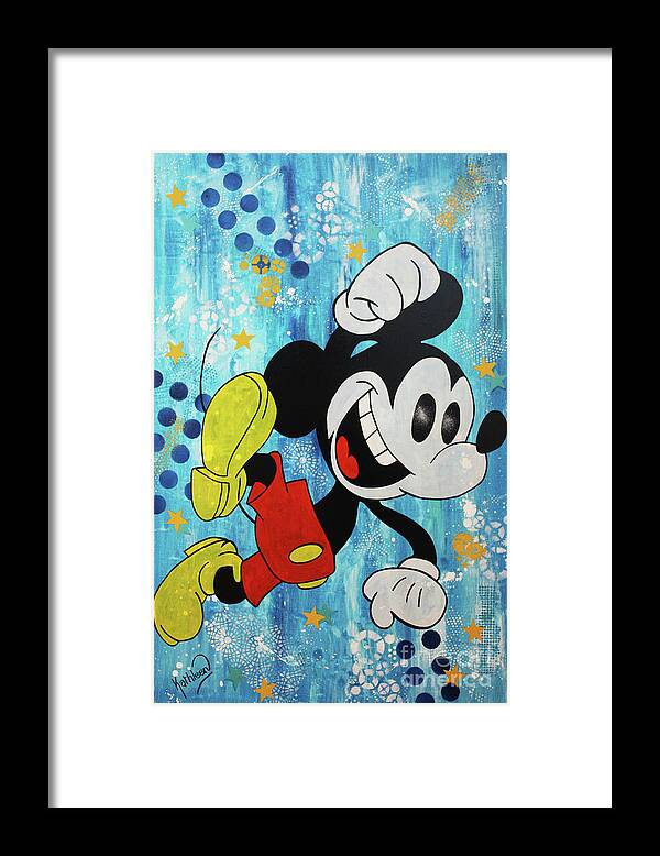 Mickey Mouse Framed Print featuring the painting Mickey Mouse Happy Day by Kathleen Artist PRO