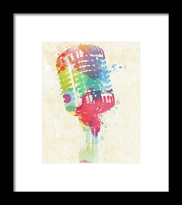 Microphone Color Splash Painting Framed Print featuring the painting Microphone Color Splash Painting by Dan Sproul