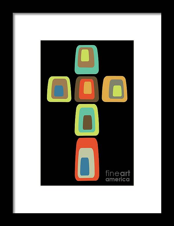 Christian Framed Print featuring the digital art Mid Century Modern Oblong Cross by Donna Mibus