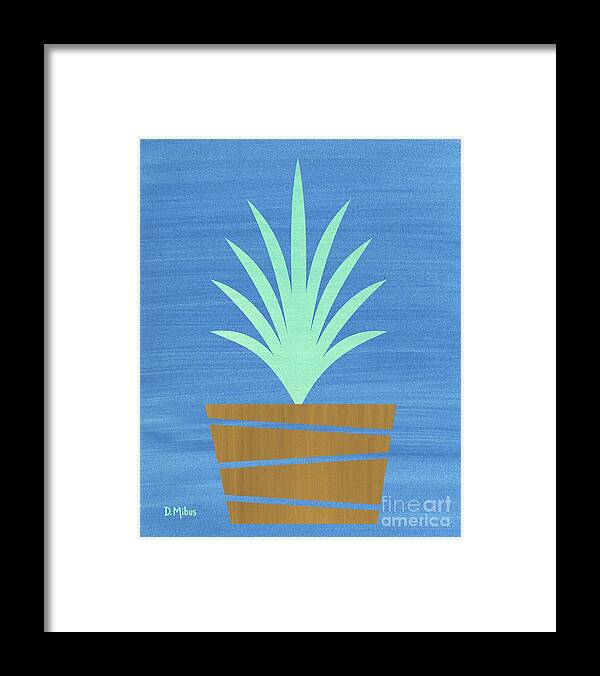 Mid Century Modern Framed Print featuring the mixed media Mid Century Modern Succulent 2 by Donna Mibus