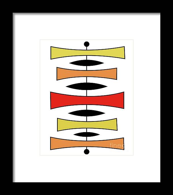 Mid Century Modern Framed Print featuring the digital art Mid Century Modern Trapezoids in Warm Colors by Donna Mibus