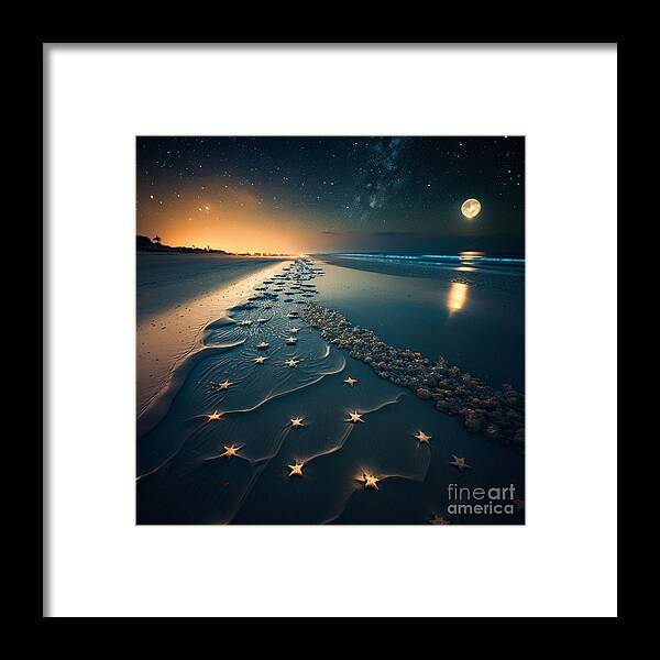 Stars Framed Print featuring the digital art Midnight Beach V by Jay Schankman