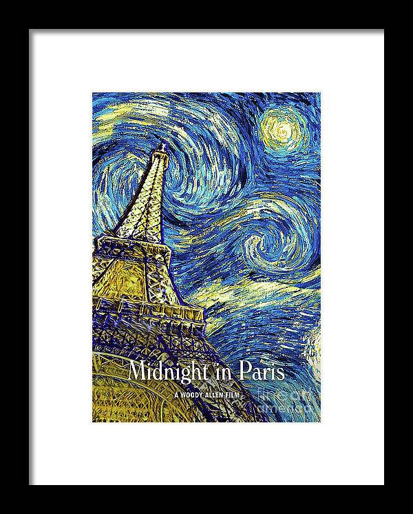 Movie Poster Framed Print featuring the digital art Midnight In Paris by Bo Kev