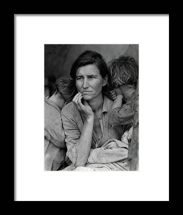 Dorothea Lange Framed Print featuring the painting Migrant Farm Worker's Family In Nipomo California, Great Depression, 1936 by Dorothea Lange