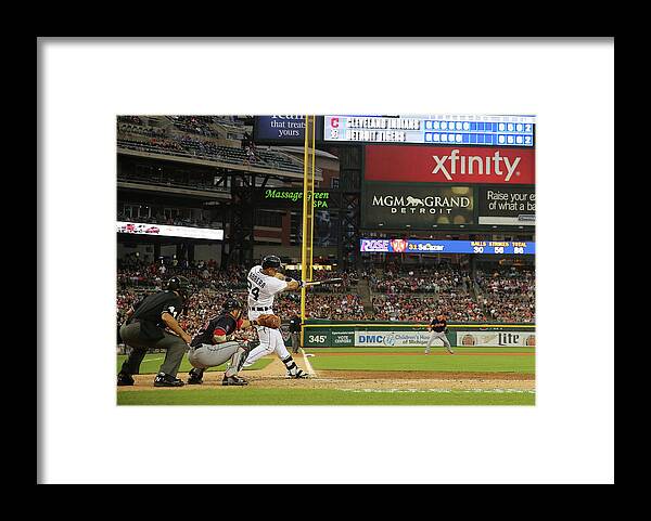 People Framed Print featuring the photograph Miguel Cabrera, Anthony Gose, and Rajai Davis by Leon Halip