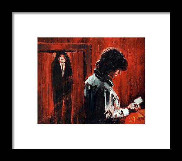 Phantasm Framed Print featuring the painting Mike and the Tall Man by Sv Bell