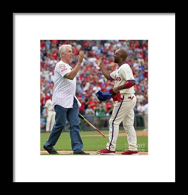 Citizens Bank Park Framed Print featuring the photograph Mike Schmidt and Jimmy Rollins by Mitchell Leff