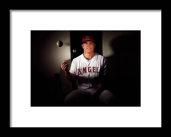Media Day Framed Print featuring the photograph Mike Trout by Jamie Squire