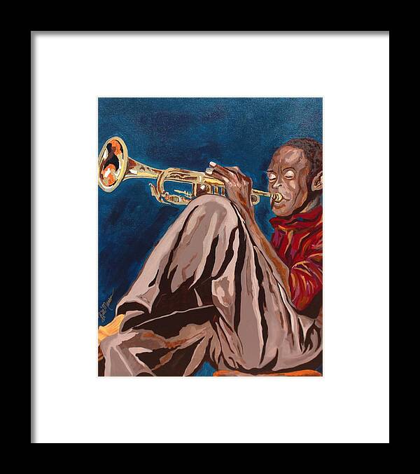  Framed Print featuring the painting Miles Davis-Backstage by Bill Manson