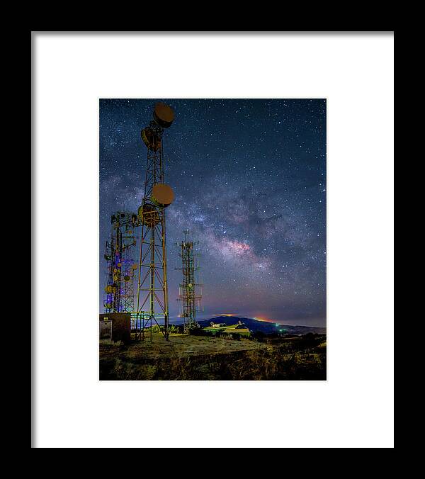 Milky Way Framed Print featuring the photograph Milky Way and Towers at Dawn by Lindsay Thomson