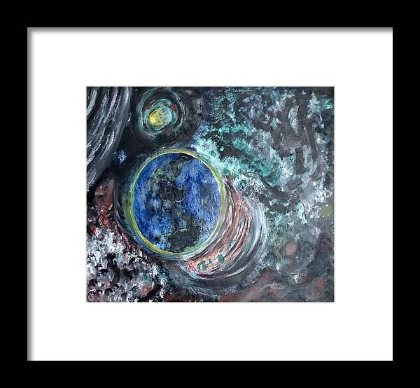 Milk Way Framed Print featuring the painting Milky Way Galaxy by Suzanne Berthier