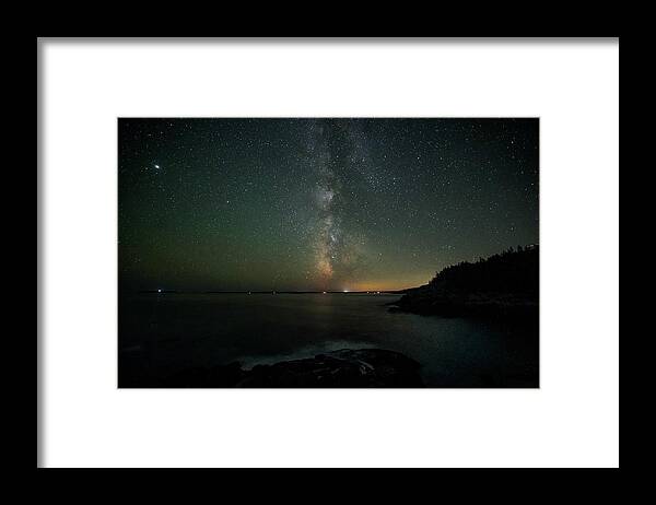 Acadia Framed Print featuring the photograph Milky Way over Acadia by GeeLeesa