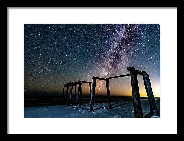 Stars Framed Print featuring the photograph Milky Way Over Camp Helen Pier - Landscape by Kurt Lischka