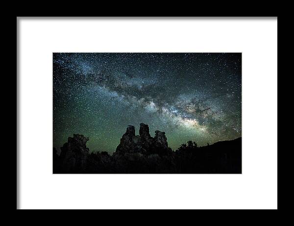 Milky Way Framed Print featuring the photograph Milky Way Over the Tufas by Cheryl Strahl
