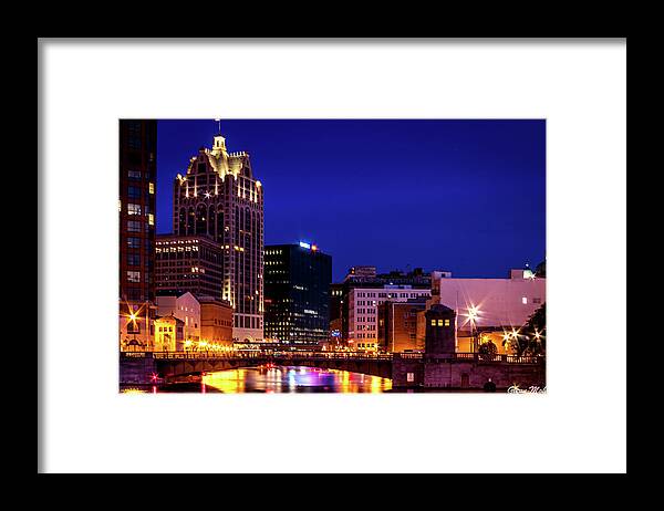 Milwaukee Framed Print featuring the photograph Milwaukee River at Night by GLENN Mohs