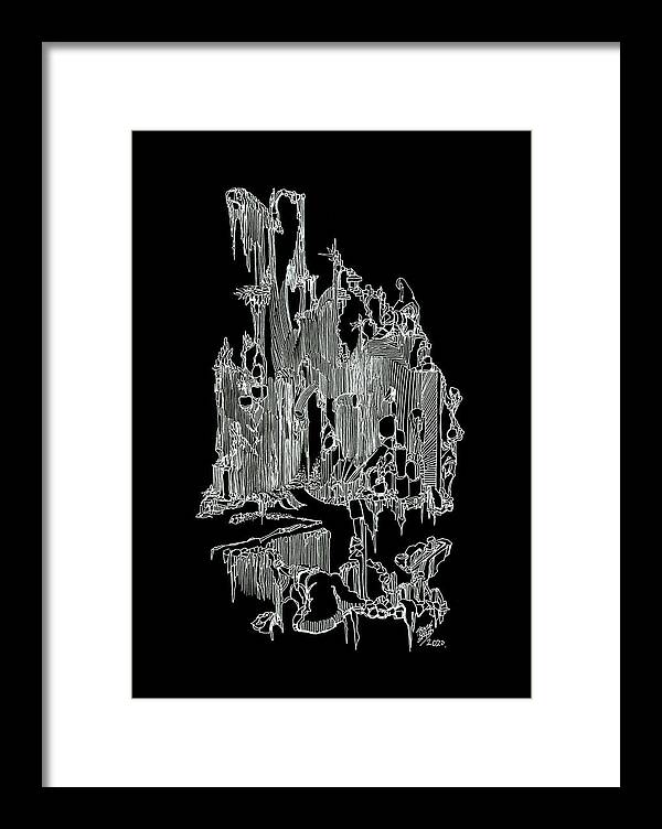 Pen Framed Print featuring the drawing Mindscape Series no.5 Black Edtion by Trevor Stephen Smith
