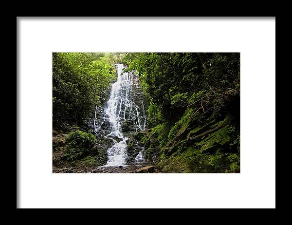 Mingo Falls Framed Print featuring the photograph Mingo Falls of Cherokee NC by Bob Decker