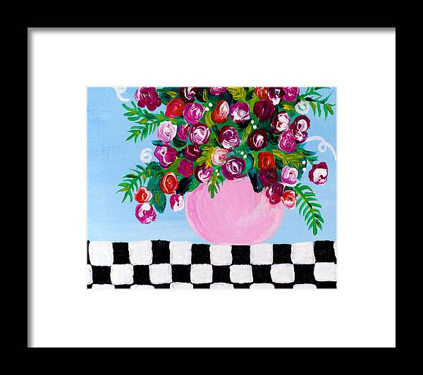 Floral Bouquet Framed Print featuring the painting Mini Check 2 by Beth Ann Scott