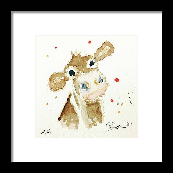 Cow Framed Print featuring the painting Mini Cow 4 by Roxy Rich