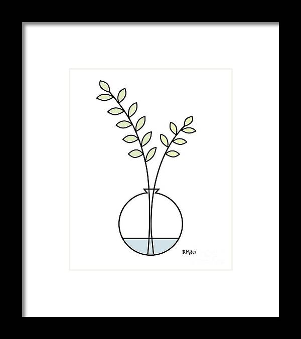 Minimalistic Design Framed Print featuring the digital art Minimal Plant in Vase 1 by Donna Mibus