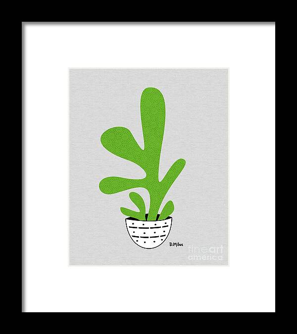 Minimal Framed Print featuring the mixed media Minimalistic Green Potted Plant by Donna Mibus