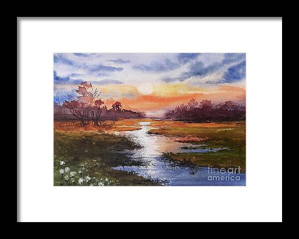  Framed Print featuring the painting Minnesota Marsh by Lucy Lemay
