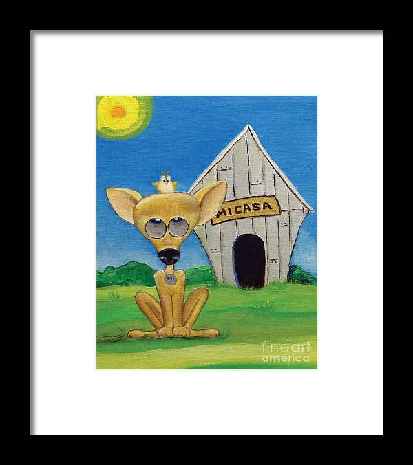 Dog Framed Print featuring the painting Miquette by Line Gagne