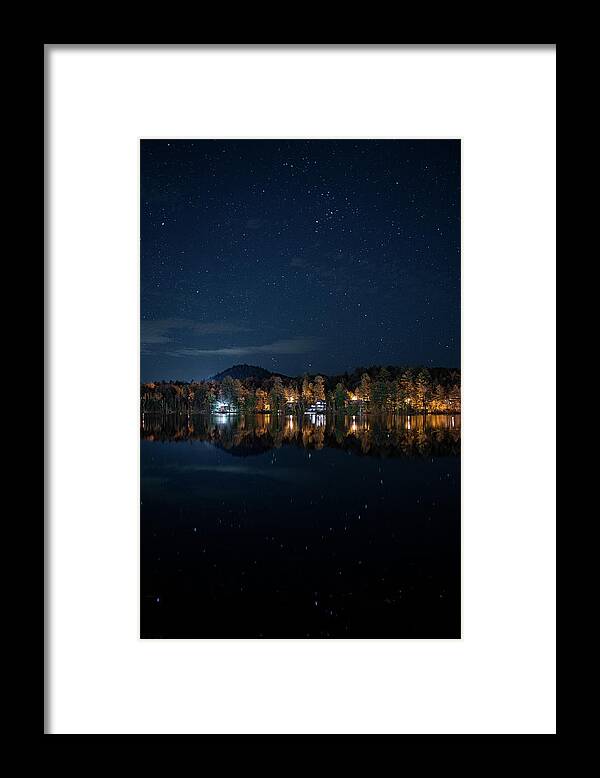 Lake Placid Framed Print featuring the photograph Mirror Lake Stars by Dave Niedbala