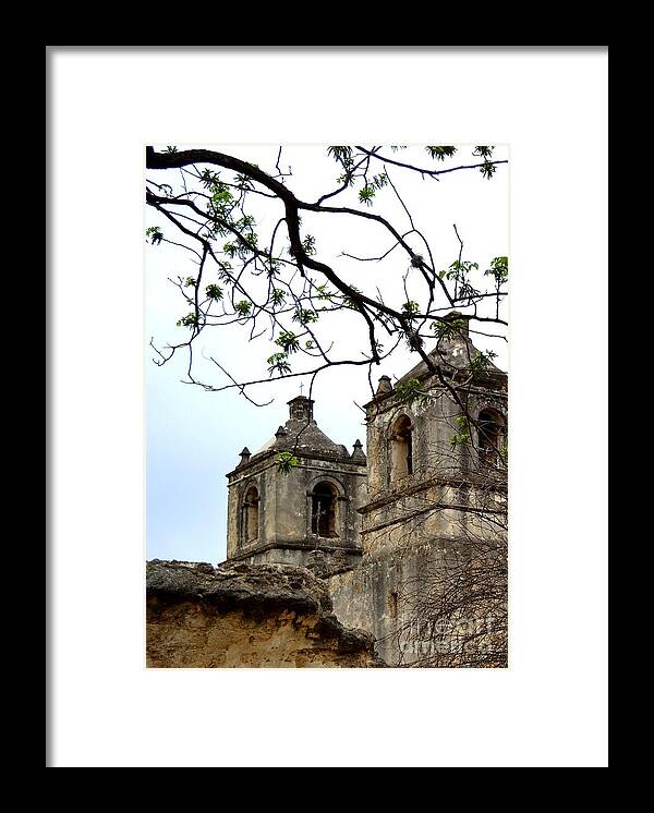Historical Photograph Framed Print featuring the photograph Mission Concepcion Towers by Expressions By Stephanie