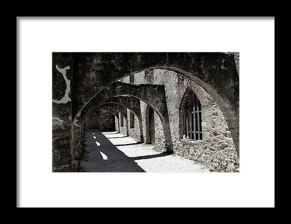 Historical Photograph Framed Print featuring the photograph Mission San Jose Arches No One by Expressions By Stephanie