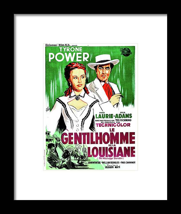 Synopsis Framed Print featuring the mixed media ''Mississippi Gambler'', 1953 by Movie World Posters