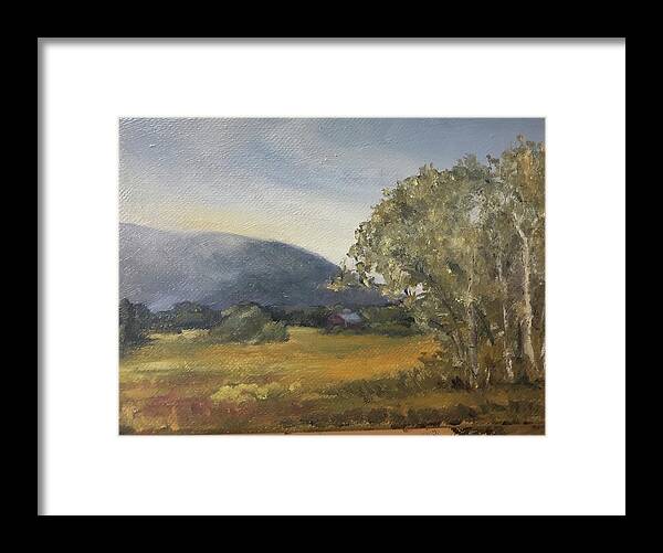 Vermont Framed Print featuring the painting Misty Morning by Rachel Barlow