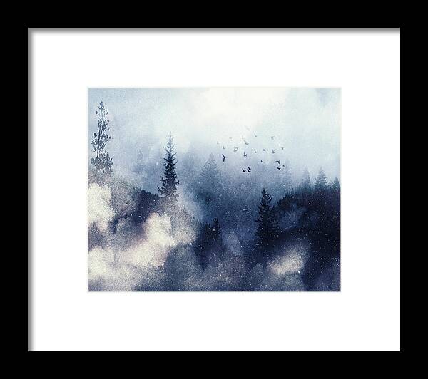 Blue Framed Print featuring the mixed media Misty Winter 11 by Colleen Taylor
