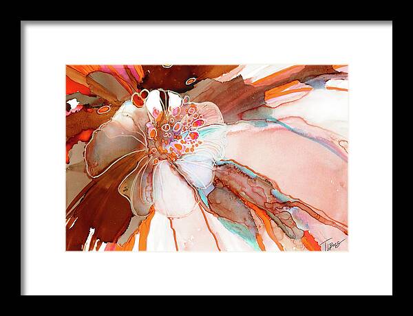  Framed Print featuring the painting Mocha Bloom by Julie Tibus