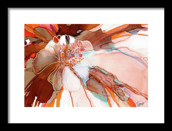  Framed Print featuring the painting Mocha Bloom by Julie Tibus