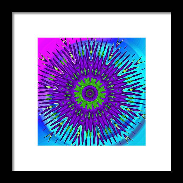 Abstract Framed Print featuring the digital art Mod 60's - Rainbow Mandala by Ronald Mills