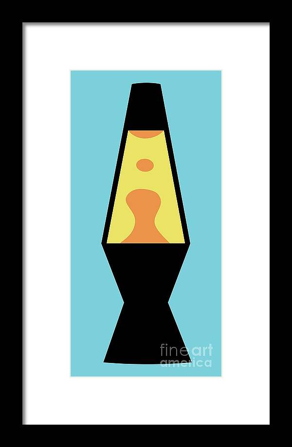 Mod Framed Print featuring the digital art Mod Lava Lamp on Blue by Donna Mibus