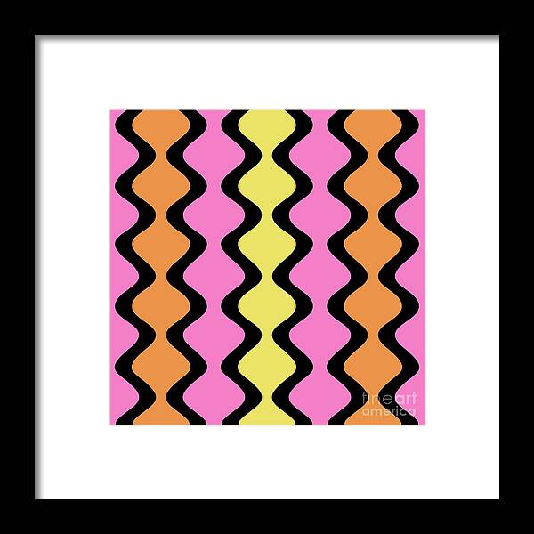 Modern Framed Print featuring the digital art Mod Waves on Pink by Donna Mibus