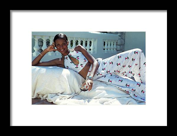Caribbean Framed Print featuring the photograph Model Beverly Johnson Wearing Arpeja by Rico Puhlmann