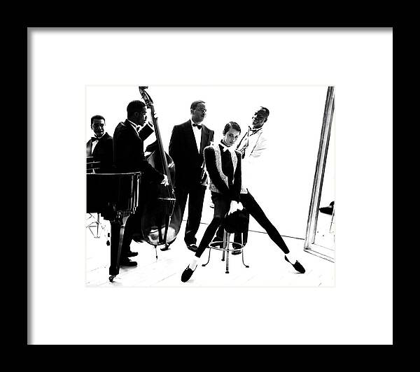 Accessories Framed Print featuring the photograph Model Nadege du Bospertus With Terence Blanchard And His Jazz Band by Arthur Elgort