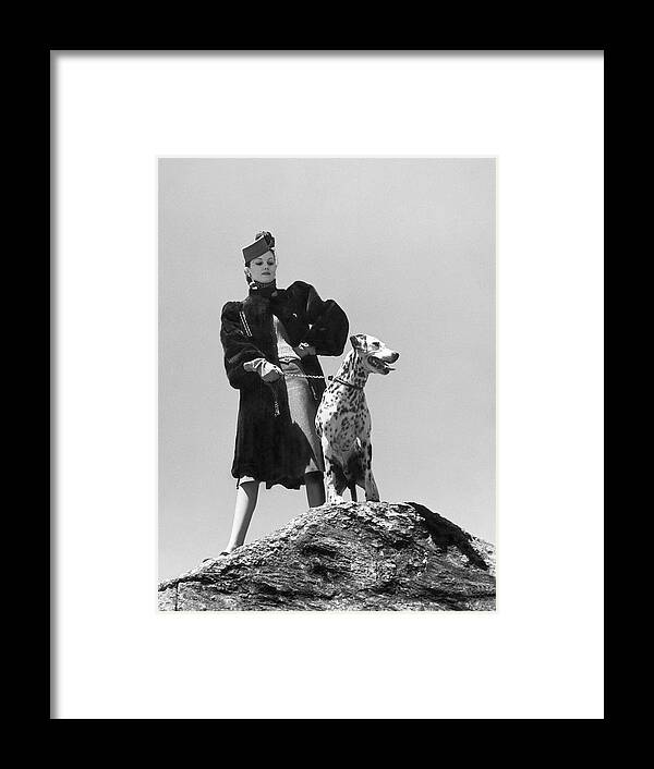 Dog Framed Print featuring the photograph Model With Dalmation by Toni Frissell