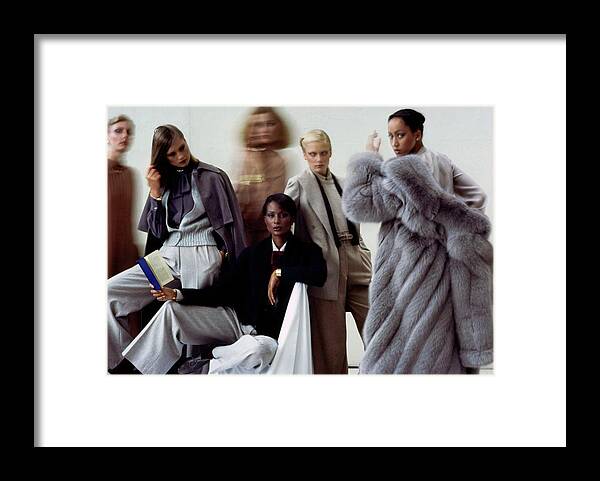Accessories Framed Print featuring the photograph Models in John Anthony's Fall 1976 Collection by Duane Michals