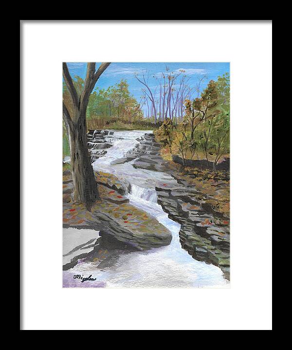Mohawk Framed Print featuring the painting Mohawk Cascade by David Bigelow