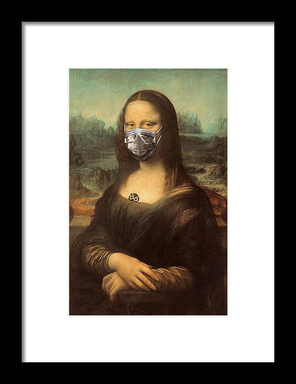 Covid 19 Framed Print featuring the painting Mona Lisa Corona Virus by Tony Rubino