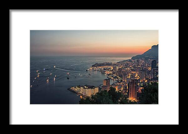 Travel Framed Print featuring the photograph Monaco sunset by Manjik Pictures